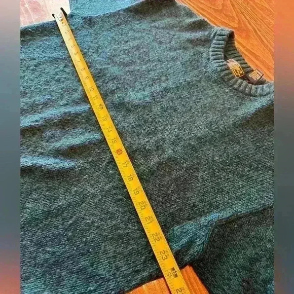 Green Vintage Eddie Bauer Wool Blend 80s Large Wool Marled Green Sweater Size L - Picture 6 of 10